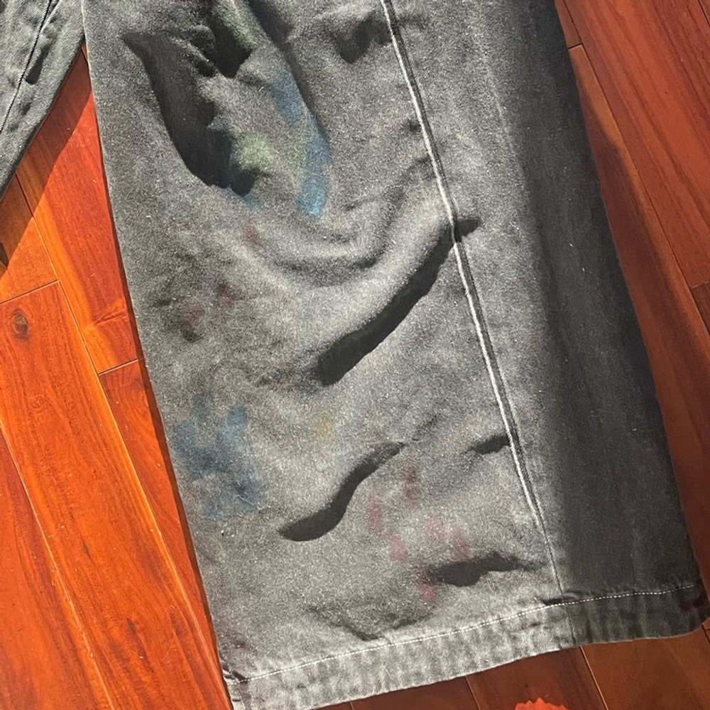 MM6 Maison Margiela Paint Splatter Wide Leg Denim Pants Black Size Small - Picture 13 of 13